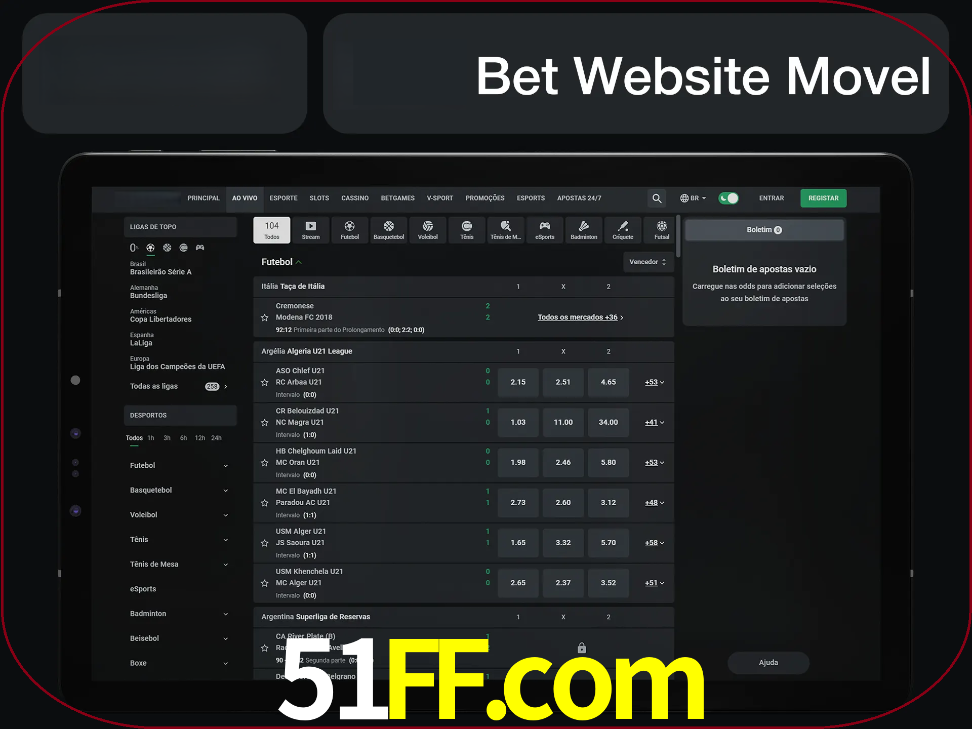 Use nosso website em qualquer dispositivo.